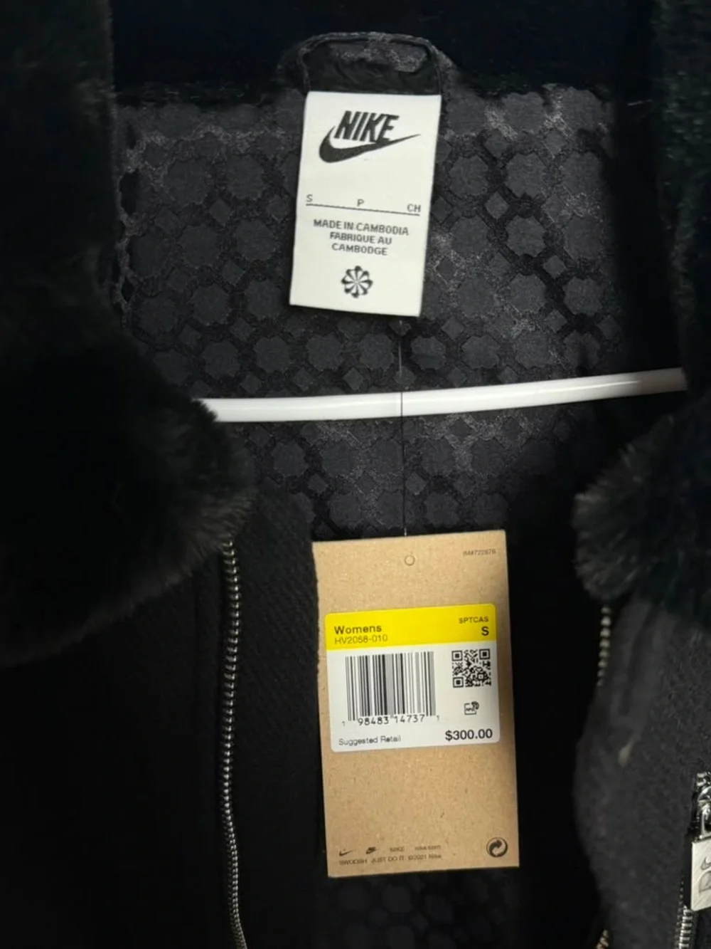 Nike Naomi Osaka Varsity Wool Jacket Women S Black Faux Fur NWT HV2058-010